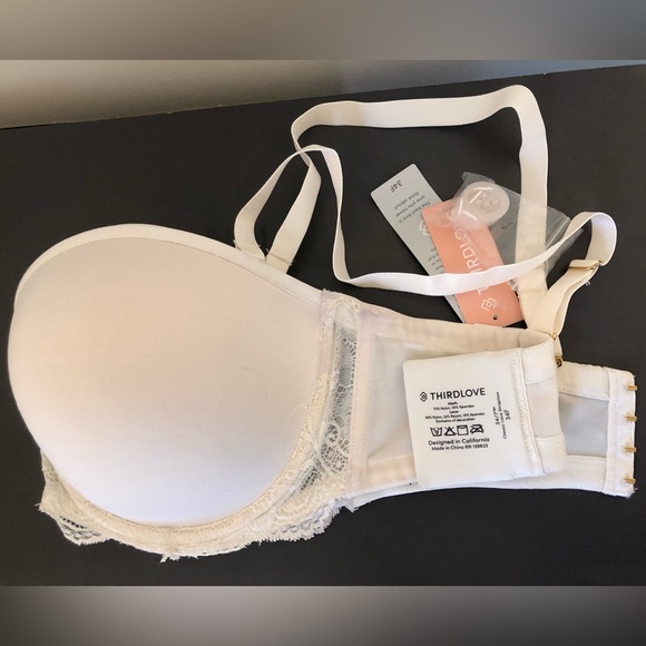 Thirdlove 24/7 Classic Lace Strapless Bra 34F Ivory - Picture 7 of 9